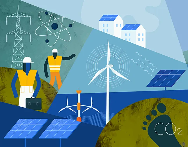 Sustainable and renewable energy sources vector illustration